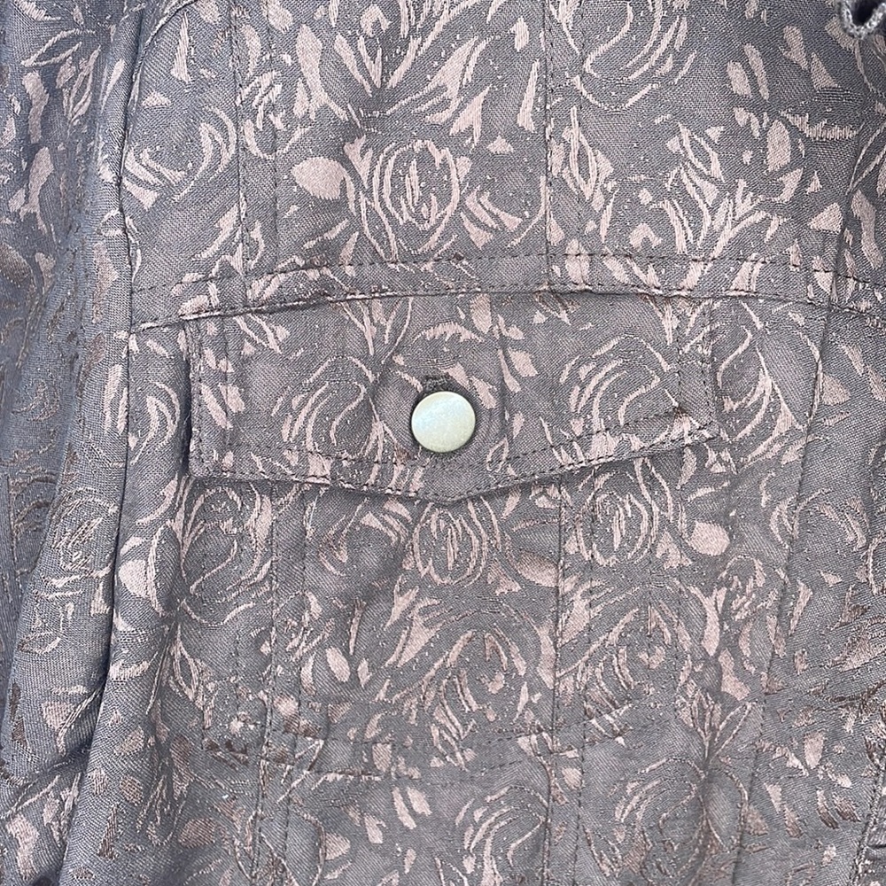 Coldwater creek open damask jacket size PXL tonal brown metallic - Picture 5 of 8